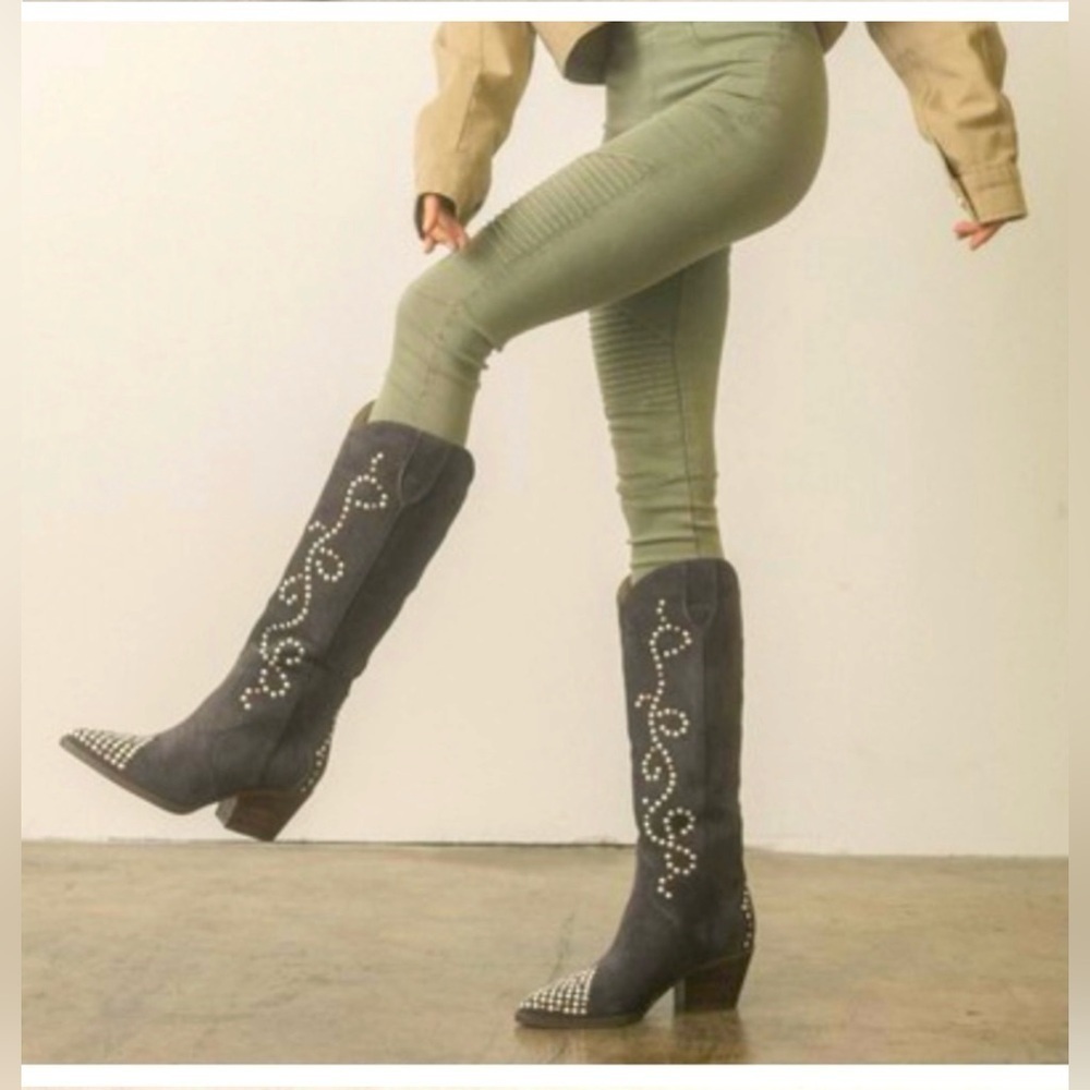 Oasis society Phoenix Charcoal Stud Detail Boots
